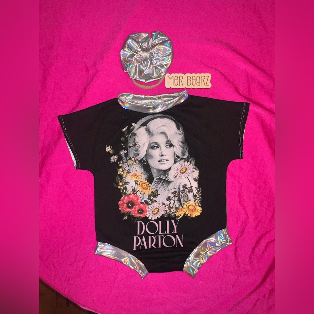 Mer Bearz Black and Silver Dolly Parton Kids Matching Set